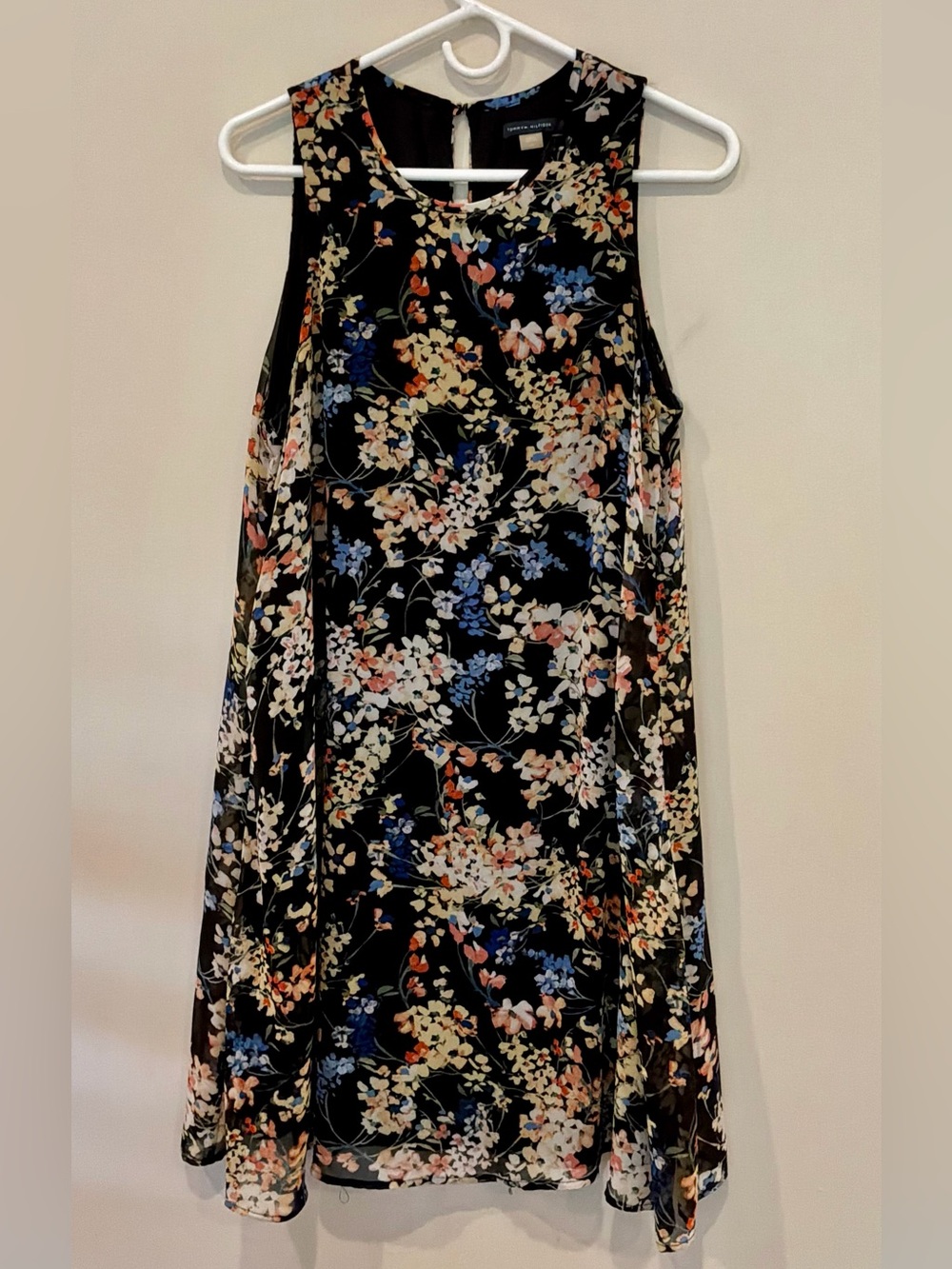 Tommy Hilfiger Floral Cold Shoulder Dress – Black – Size 10